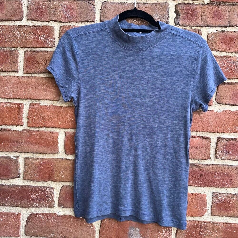 Pilcro Turtleneck Cotton Tee denim blue Anthropologie Large NEW - Picture 2 of 6